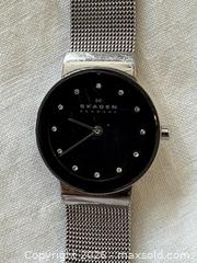 MaxSold Auction: SKAGEN Denmark Steel Bracelet Silver Black Dial Mineral Crystal Watch - Oakville (Ontario, Canada) PARTNER MANAGED Estate Sale Online Auction - Lakeshore Road West