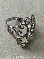 MaxSold Auction:  Sterling Silver Filigree Ring with a Scroll Design. Size 7.75 - Oakville (Ontario, Canada) PARTNER MANAGED Estate Sale Online Auction - Lakeshore Road West