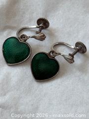 MaxSold Auction: Vintage Green Heart Sterling Silver Screw-back Earrings by Meka Denmark - Oakville (Ontario, Canada) PARTNER MANAGED Estate Sale Online Auction - Lakeshore Road West