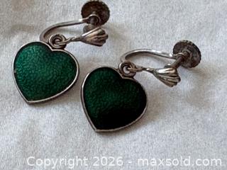 MaxSold Auction: Vintage Green Heart Sterling Silver Screw-back Earrings by Meka Denmark - Oakville (Ontario, Canada) PARTNER MANAGED Estate Sale Online Auction - Lakeshore Road West