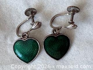 MaxSold Auction: Vintage Green Heart Sterling Silver Screw-back Earrings by Meka Denmark - Oakville (Ontario, Canada) PARTNER MANAGED Estate Sale Online Auction - Lakeshore Road West