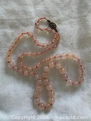 MaxSold Auction: Vintage Hand-knotted Rose Quartz Beaded Necklace with Silver Clasp. - Oakville (Ontario, Canada) PARTNER MANAGED Estate Sale Online Auction - Lakeshore Road West