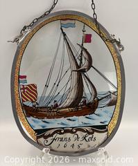 MaxSold Auction: Vintage Painted Glass of "Frans De Kets  - Market Boat with Dutch Flag" - Oakville (Ontario, Canada) PARTNER MANAGED Estate Sale Online Auction - Lakeshore Road West