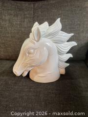 MaxSold Auction: Glazed White Ceramic Horse Head Sculpture/Vase - Mississauga (Ontario, Canada) SELLER MANAGED Downsizing Online Auction -  Glen Erin Drive