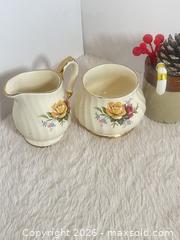 MaxSold Auction: Vintage 1940’s/50’s Sadler Porcelain Creamer Sugar Pink Yellow Roses Design  - Toronto (Ontario, Canada) SELLER MANAGED Reseller Online Auction - Bayview Avenue