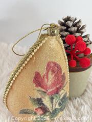 MaxSold Auction: Vintage Sugar Frost Ribboned Christmas Ornament Rose Motif - Toronto (Ontario, Canada) SELLER MANAGED Reseller Online Auction - Bayview Avenue