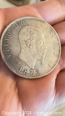 MaxSold Auction: 5 lire King Vittorio Emanuele II. Silver coin - Markham (Ontario, Canada) SELLER MANAGED Downsizing Online Auction - Loring Crescent