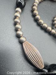 MaxSold Auction: Extra long sterling silver onyx necklace  - Markham (Ontario, Canada) SELLER MANAGED Downsizing Online Auction - Loring Crescent