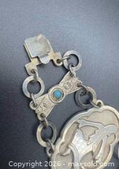 MaxSold Auction: Israeli sterling silver .835 grade panel bracelet with turquoise  - Markham (Ontario, Canada) SELLER MANAGED Downsizing Online Auction - Loring Crescent