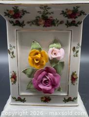 MaxSold Auction: Royal Albert old country roses ceramic standing clock  - Markham (Ontario, Canada) SELLER MANAGED Downsizing Online Auction - Loring Crescent