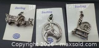 MaxSold Auction: Set of 3 sterling silver bracelet charms  - Markham (Ontario, Canada) SELLER MANAGED Downsizing Online Auction - Loring Crescent