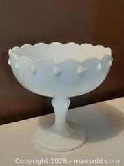 MaxSold Auction: Vintage Indiana Glass Milk Glass Compote - View Royal (British Columbia, Canada) SELLER MANAGED Downsizing Online Auction - Pheasant Lane