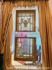 MaxSold Auction: (2) sets of double hung stained glass windows rustic! - Trenton (New Jersey, USA) SELLER MANAGED Moving Online Auction - Harrison Avenue
