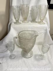 MaxSold Auction: depression glass iris & herringbone set 7 pc - Trenton (New Jersey, USA) SELLER MANAGED Moving Online Auction - Harrison Avenue