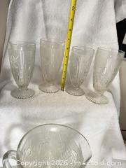 MaxSold Auction: depression glass iris & herringbone set 7 pc - Trenton (New Jersey, USA) SELLER MANAGED Moving Online Auction - Harrison Avenue