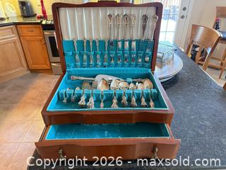 MaxSold Auction: Gorham “Strasbourg” Flatware Set (Sterling 925 / Silverplate) in Wooden Chest - Caledon (Ontario, Canada) SELLER MANAGED Estate Sale Online Auction - Reddington Drive