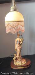 MaxSold Auction: Figural/Sculptural Table Lamp with Beaded Fringe Glass Shade - Belleville (Ontario, Canada) SELLER MANAGED Downsizing Online Auction - Pringle Drive