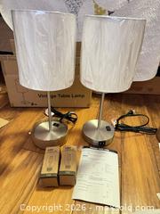 MaxSold Auction: New Set of 2 Table Lamps with usb ports and Ac outlet - Belleville (Ontario, Canada) SELLER MANAGED Downsizing Online Auction - Pringle Drive