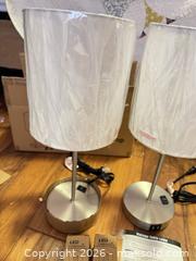 MaxSold Auction: New Set of 2 Table Lamps with usb ports and Ac outlet - Belleville (Ontario, Canada) SELLER MANAGED Downsizing Online Auction - Pringle Drive
