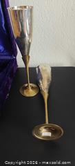 MaxSold Auction: Pair of Champagne Flute Glasses, Stainless Steel Brass Finish - Burlingame (California, USA) SELLER MANAGED Reseller Online Auction - Adrian Road (STORAGE)