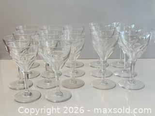 MaxSold Auction: Val Saint Lambert Thumbprint Wine Claret Glasses x17 - Toronto (Ontario, Canada) PARTNER MANAGED Estate Sale Online Auction - Leacock Crescent
