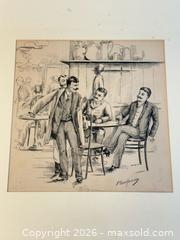 MaxSold Auction: Antique Signed Pen Drawing of Men in a Bar Signed - Toronto (Ontario, Canada) PARTNER MANAGED Estate Sale Online Auction - Edmond Avenue