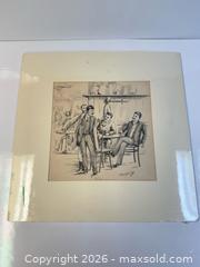 MaxSold Auction: Antique Signed Pen Drawing of Men in a Bar Signed - Toronto (Ontario, Canada) PARTNER MANAGED Estate Sale Online Auction - Edmond Avenue