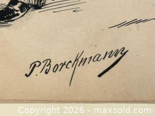 MaxSold Auction: Antique Signed Pen Drawing of Men in a Bar Signed - Toronto (Ontario, Canada) PARTNER MANAGED Estate Sale Online Auction - Edmond Avenue