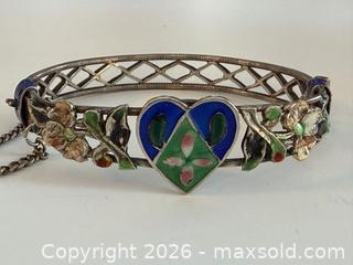 MaxSold Auction: Chinese Sterling Silver Enamel Heart Bracelet  - Toronto (Ontario, Canada) PARTNER MANAGED Estate Sale Online Auction - Edmond Avenue