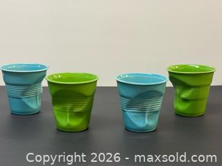 MaxSold Auction: French Set of Revol Crumpled Cappuccino Pottery Cups in Blue + Green x4 - Toronto (Ontario, Canada) PARTNER MANAGED Estate Sale Online Auction - Edmond Avenue