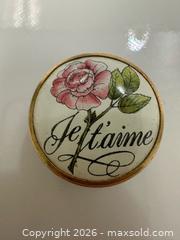 MaxSold Auction: Pair of Halcyon Days Enameled Floral Egg Trinket Box + Mini Je’taime Box - Toronto (Ontario, Canada) PARTNER MANAGED Estate Sale Online Auction - Edmond Avenue