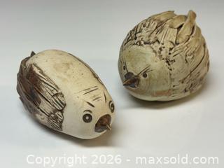 MaxSold Auction: Pair of Vintage Studio Pottery Hand Made Angry Bird Figurines by Mayta Markson - Toronto (Ontario, Canada) PARTNER MANAGED Estate Sale Online Auction - Edmund Avenue