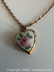 MaxSold Auction: Tiny Vintage Guilloche Enamel Heart Locket - Toronto (Ontario, Canada) PARTNER MANAGED Estate Sale Online Auction - Edmond Avenue