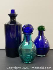 MaxSold Auction: Vintage + Antique Hand Blown Blue Glass Decanters x3 - Toronto (Ontario, Canada) PARTNER MANAGED Estate Sale Online Auction - Edmond Avenue