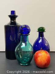 MaxSold Auction: Vintage + Antique Hand Blown Blue Glass Decanters x3 - Toronto (Ontario, Canada) PARTNER MANAGED Estate Sale Online Auction - Edmond Avenue