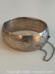 MaxSold Auction: Vintage Etched Sterling Silver Bangle   - Toronto (Ontario, Canada) PARTNER MANAGED Estate Sale Online Auction - Edmond Avenue