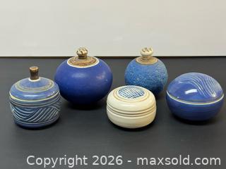 MaxSold Auction: Vintage Mayta Markson Studio Pottery Ceramic Lidded Jars in Shades of Blue - Toronto (Ontario, Canada) PARTNER MANAGED Estate Sale Online Auction - Edmond Avenue