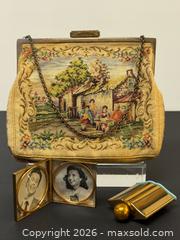MaxSold Auction: Vintage Petit Point Tapestry Evening Bag + Coty Perfume Bottle + Miniature Picture Frame - Toronto (Ontario, Canada) PARTNER MANAGED Estate Sale Online Auction - Edmond Avenue