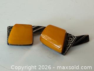 MaxSold Auction: Vintage Russian 875 Sterling  Baltic Butterscotch Amber Cufflinks - Toronto (Ontario, Canada) PARTNER MANAGED Estate Sale Online Auction - Edmond Avenue