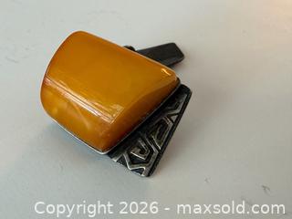 MaxSold Auction: Vintage Russian 875 Sterling  Baltic Butterscotch Amber Cufflinks - Toronto (Ontario, Canada) PARTNER MANAGED Estate Sale Online Auction - Edmond Avenue
