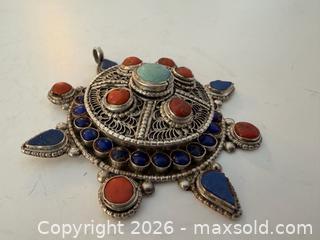 MaxSold Auction: Vintage Tibetan Coral Lapis + Turquoise Stone Pendant - Toronto (Ontario, Canada) PARTNER MANAGED Estate Sale Online Auction - Edmond Avenue