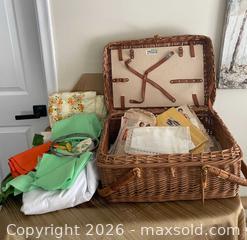 MaxSold Auction:  Basket of Vintage Sewing Patterns, Material, Emboidery Lot - Kingston (Ontario, Canada) PARTNER MANAGED Downsizing Online Auction - Burbrook Road