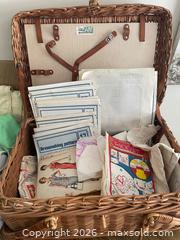 MaxSold Auction:  Basket of Vintage Sewing Patterns, Material, Emboidery Lot - Kingston (Ontario, Canada) PARTNER MANAGED Downsizing Online Auction - Burbrook Road