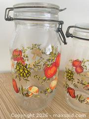 MaxSold Auction: Set of 4 Vintage Arc of France Glass Cannisters- "Harvest" Pattern - Kingston (Ontario, Canada) PARTNER MANAGED Downsizing Online Auction - Burbrook Road