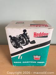 MaxSold Auction: Vintage Heddon Mark 3200 Casting Fishing Reel in Box - Kingston (Ontario, Canada) PARTNER MANAGED Downsizing Online Auction - Burbrook Road