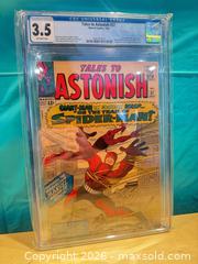 MaxSold Auction: Tales to astonish 57 Spider-Man emblem missing on costume cover, CGC 3.5 - Elgin (Ontario, Canada) SELLER MANAGED Downsizing Online Auction - Main Street