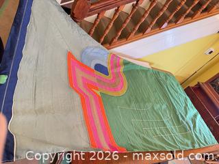 MaxSold Auction: Abstract Modernist Printed Nylon Banner, 1970s – In the Style of Takao Tanabe - Toronto (Ontario, Canada) SELLER MANAGED Estate Sale Online Auction -Wellesley Street East