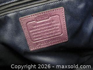 MaxSold Auction: COACH PEBBLED GENUINE LEATHER EGGPLANT BAG - Toronto (Ontario, Canada) PARTNER MANAGED Downsizing Online Auction - Research Road (STORAGE)