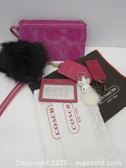 MaxSold Auction: Coach Pink Fur Pom Keychain, Wristlet, Card Holder & Dust Bag - Toronto (Ontario, Canada) PARTNER MANAGED Downsizing Online Auction - Research Road (STORAGE)