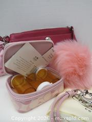 MaxSold Auction: Coach Pink Multicolor Wristlet with Card Holder, Pom Pom & Pill Case - Toronto (Ontario, Canada) PARTNER MANAGED Downsizing Online Auction - Research Road (STORAGE)